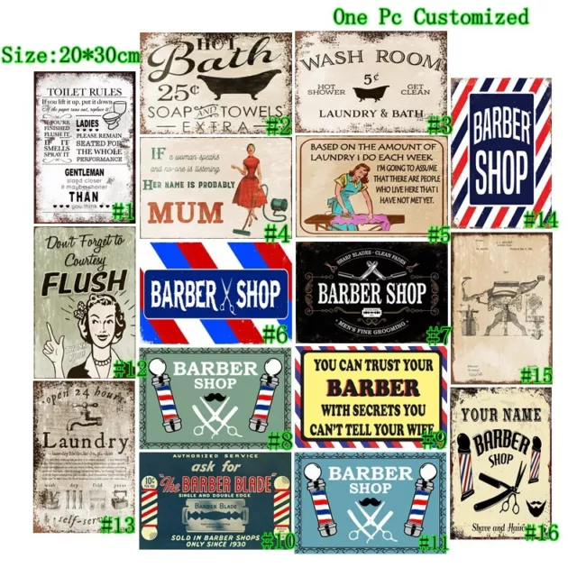 Barber Shop Vintage Metal Tin Signs Retro Laundry Plate Art Wall Decor Poster