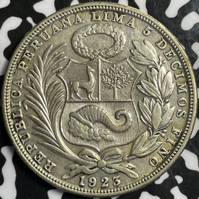1923 Peru 1 Sol Lot#D6872 Large Silver Coin!