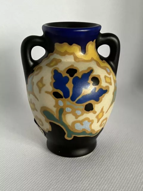 Vintage Regina Elma Gouda Holland 4" Floral Cobalt Blue Vase