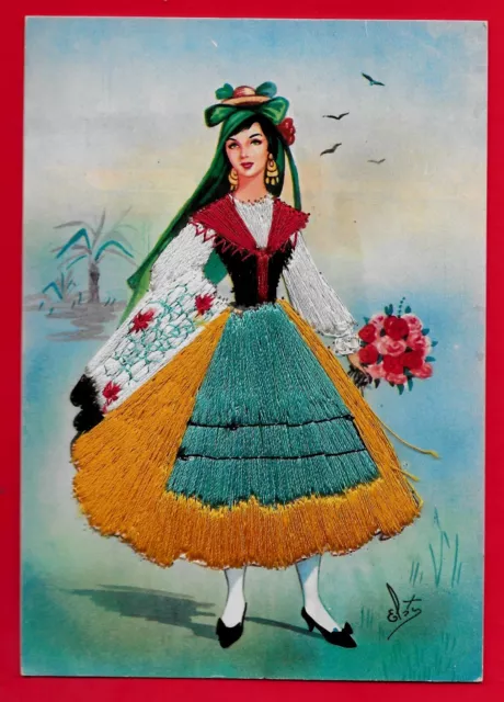 Liguria  - Costume Regionale - Cartolina Ricamata