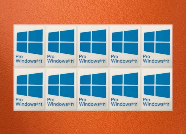 10 PCS for Window 11 Pro Blue Sticker Badge Logo Decal Cyan Color 22mm x 16mm