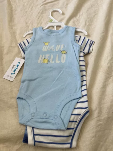 Carters baby boy 3 piece knit crab outfit size 3M NWT