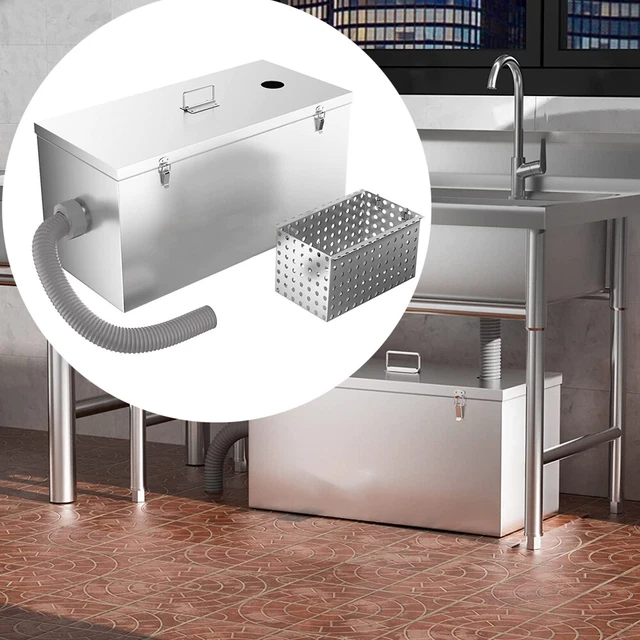 Commercial 25LB Gallons Per Minute Grease Trap Stainless Steel Interceptor 13GPM