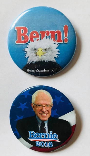 Bernie Sanders 2016 Political US Presidential Campaign Pin Buttons - Lot of 2