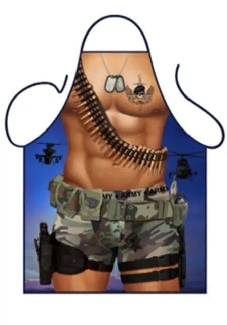 Iconic Mens Novelty Apron "Sexy Commando,Soldier"A Summers Bbq,Costume,One Size