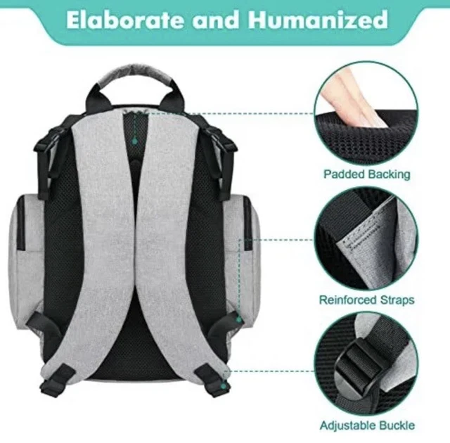 DIAPER BACKPACK✅Nappy Changing Bag Waterproof Travel Maternity Bag✅Grey MANCRO 5
