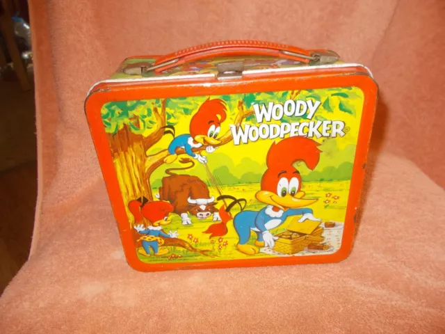 Vintage-WOODY  WOODPECKER  METAL   LUNCHBOX   1972   ALADDIN   WALTER  LANTZ