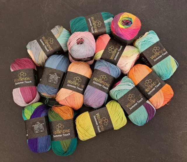 Wollbiene Summer Touch Batik Wolle fantastischer Farbverlauf 100g Strickwolle