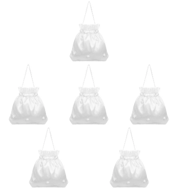 6x Dolly Bag Bridal White Professional Satin Flower Dolly Bag for Party