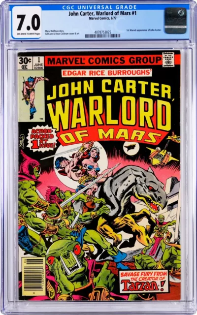 John Carter, Warlord of Mars #1 CGC 7.0 (Jun 1977, Marvel) Kane & Cockrum, 1st