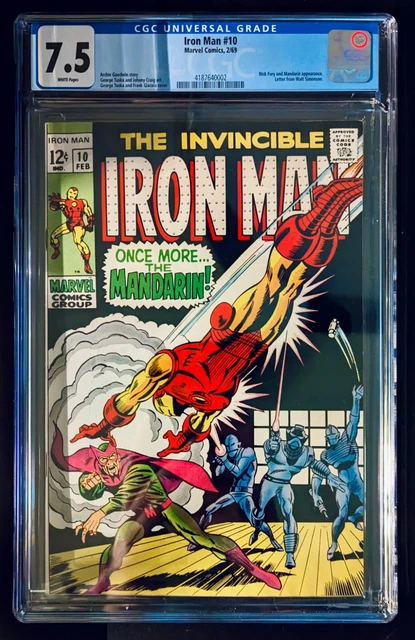 Invincible Iron Man #10 Marvel, 1969. Ft Nick Fury and The Mandarin. CGC 7.5
