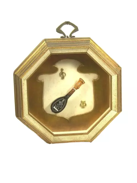 Vintage Sungott Art Studios NY Miniature Mandolin Instrument Shadow Box #958