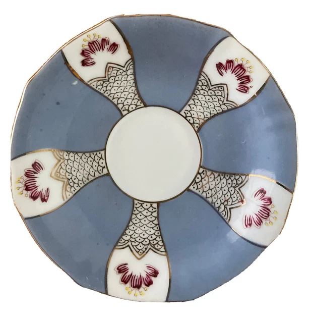 Ucagco Japan Fine China Blue Gilded Small 4.5 in Decorative Saucer