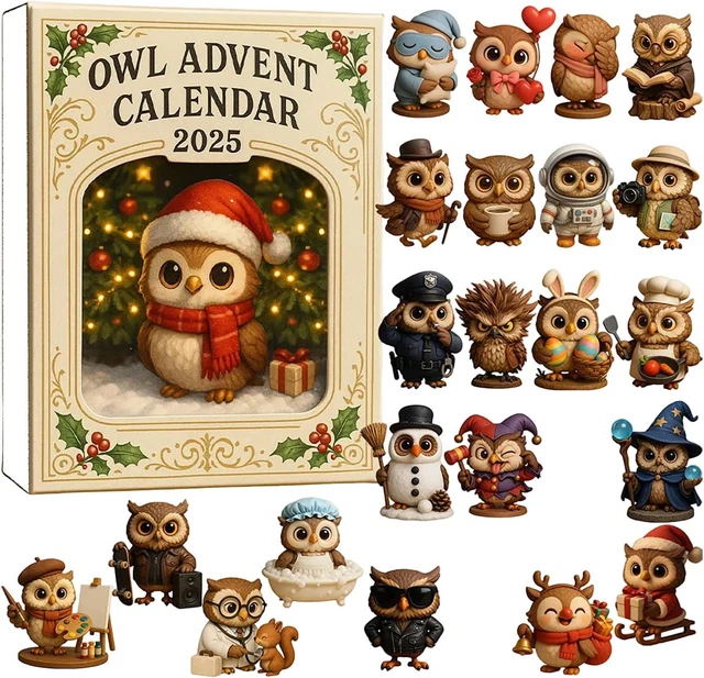 Owl Advent Calendars 2025 24 Days Owl Ornament Countdown