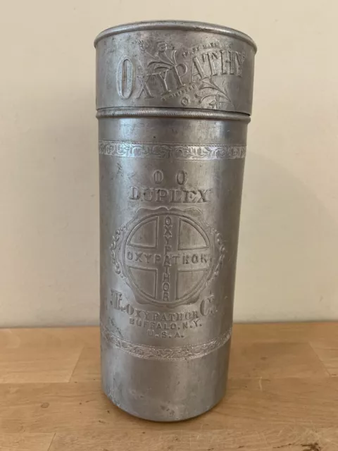 RARE Antique 1912 Oxypathor Quack Medicine Device Embossed Aluminum Container