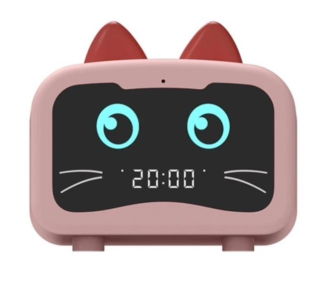 AOKID CARTOON CAT Shaped Bluetooth Rechargeable Pink Mini Alarm Clock