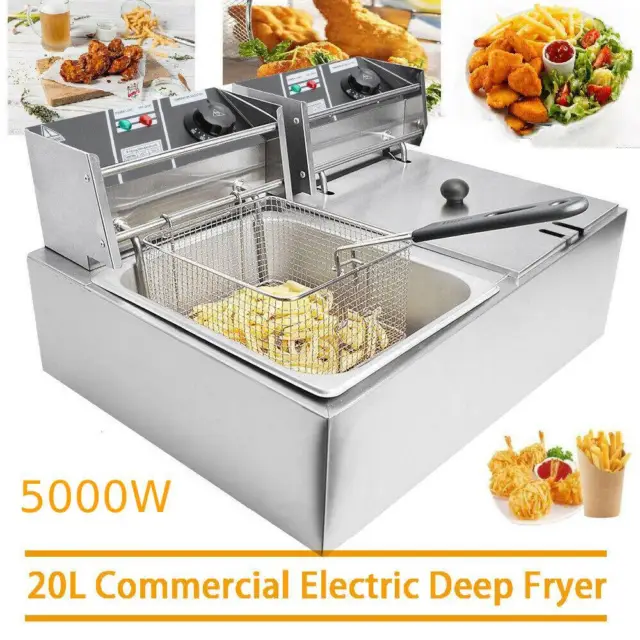 12L / 20L Commercial Electric Deep Fryer Fat Chip Twin Dual Tank Stainless Steel