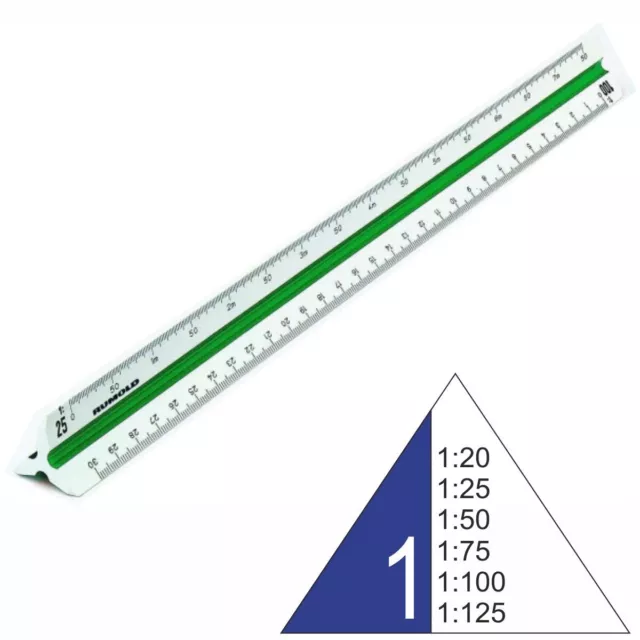 RUMOLD Dreikantmaßstab 150/1/30 Architekt 1 30cm Kunststoff weiß 1:20 - 1:125