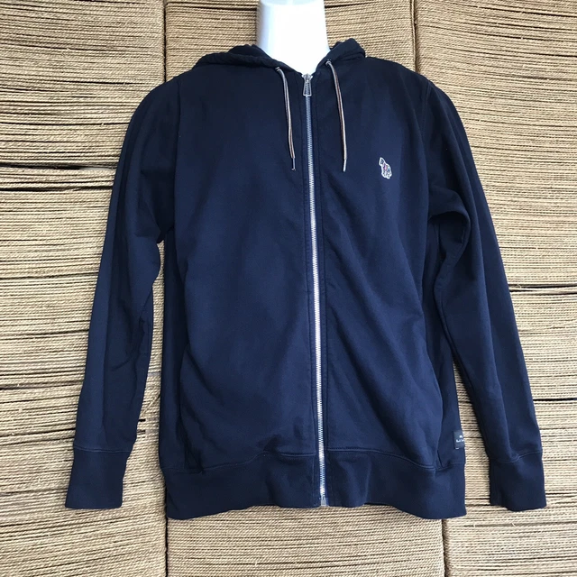 Felpa con cappuccio uomo Paul Smith jeans cerniera intera logo zebra blu taglia L