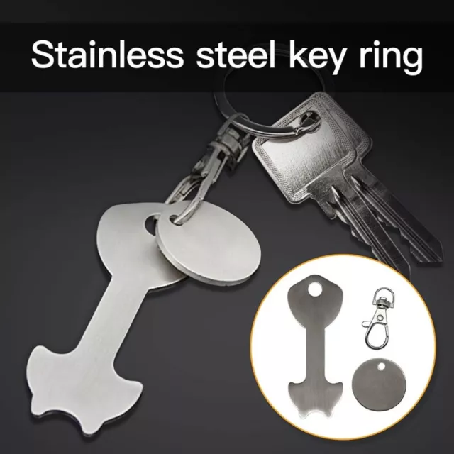 Supermarket Shopping Coin Trolley Unlock Key Rings Stainless Steel Key Chains