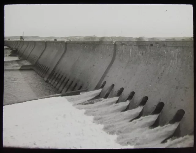 Glass Magic Lantern Slide ASWAN DAM DATED 1913 PHOTO EGYPT
