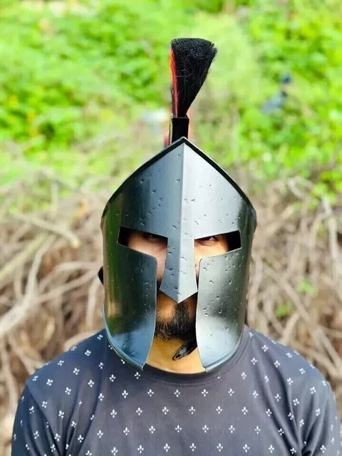 Casque Médiéval Armor 300 Roi Leonidas Spartan - Réplique Authentique En Acier Laiton