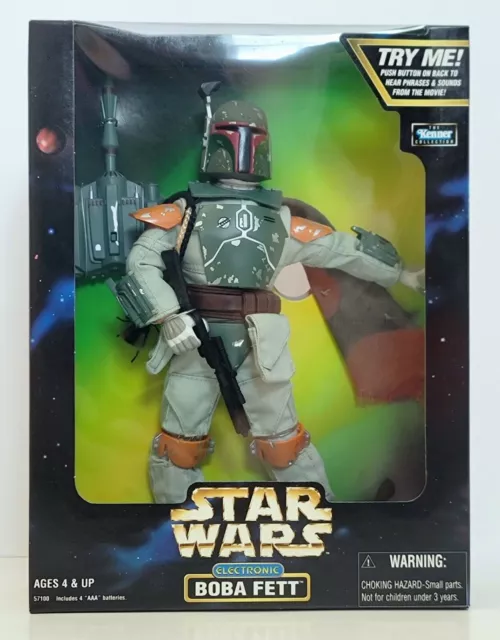 Colección de acción de Star Wars 1998 Boba Fett de 12" electrónica Hasbro sellado de fábrica