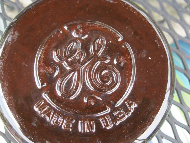 Antique G E General Electric Porcelain Ceramic Brown Insulator Cap Cover Intact