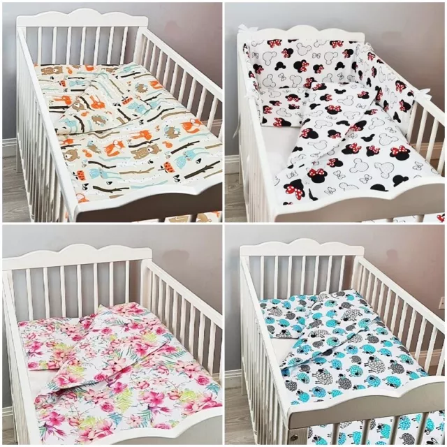 4tlg Bettwäschegarnitur Baby passend Kinderbett Kissenbezug Bettbezug Kissen 70x140cm