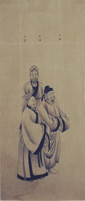 Korean Rare 3 Confucius’ disciples Portraits of the Confucianism(孔子의 3 弟子)-19th