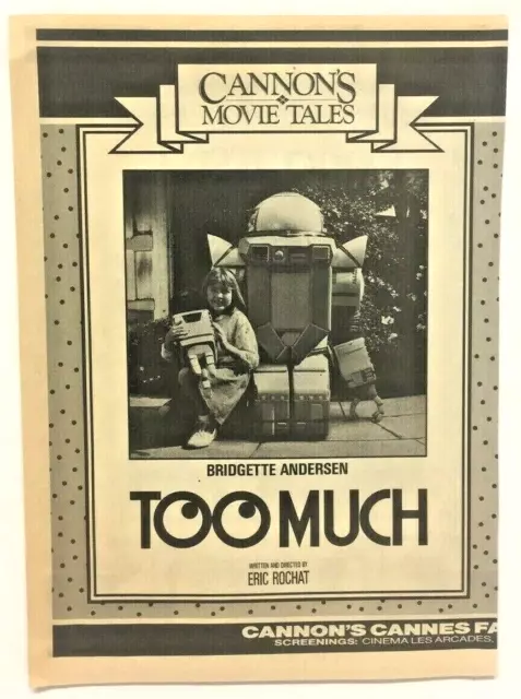 Vintage Too Much Robot Original Movie Film Print Advert Bridgette Andersen 1987