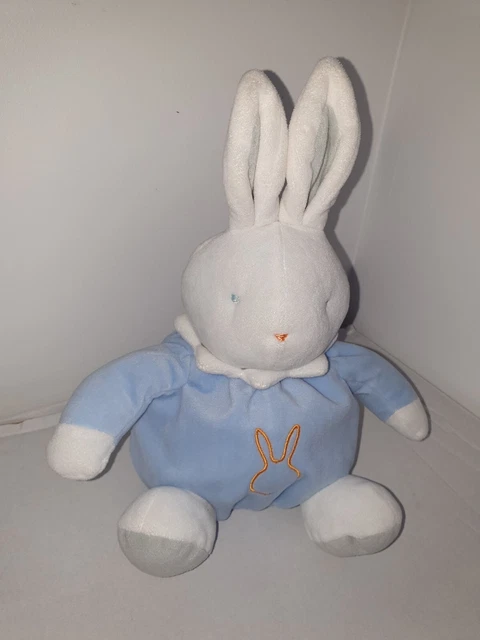 Doudou Peluche Boule Klorane Lapin Bleu Blanc Tete Orange 25 Cm Tbe