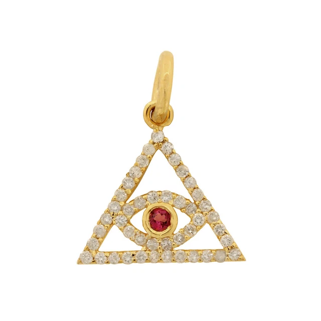 Red Ruby Pave Diamond Pendant Best Gift Solid 925 Sterling Silver Jewelry