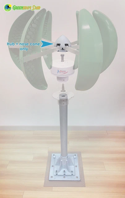 Cubo de eje vertical GreenergyStar + cono nariz (6 enchufes) para turbina eólica VCMT Cubo de eje vertical GreenergyStar + cono nariz (6 enchufes) para turbina eólica VCMT