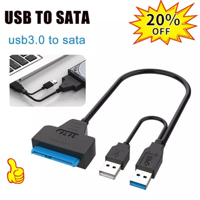 Dual USB 3.0 to SATA Hard Drive Adapter Cable, 2.5 /SSD HDD USB Converter