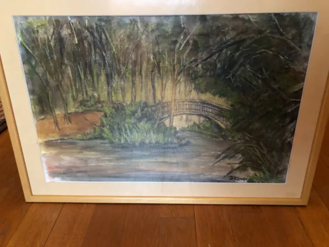 Jean Kordé peintre nivernais Nièvre Gouache signée vue du Parc  Pougues les Eaux