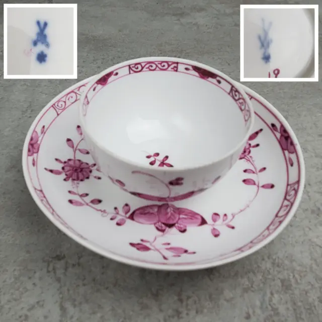 Meissen, Koppchen-Set mit Stern, Markolini Zeit 1774-1816, Purpur Malerei