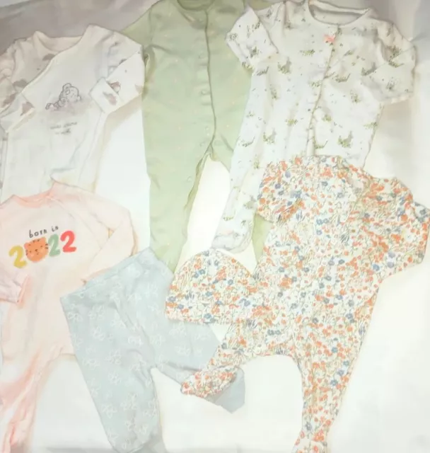 Baby Girls 0-3 Months Bundle Sleepsuits All In One Cottons Joggers