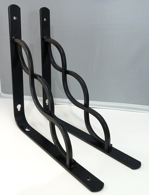 Steel Celtic Scroll Black 8" X 8" Shelf Brackets Lot of 2 Corbels 3