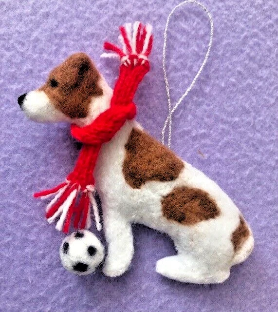 Jack Russell Terrier  -Football - Any Colour Scarf - Part Needle Felted Dog.