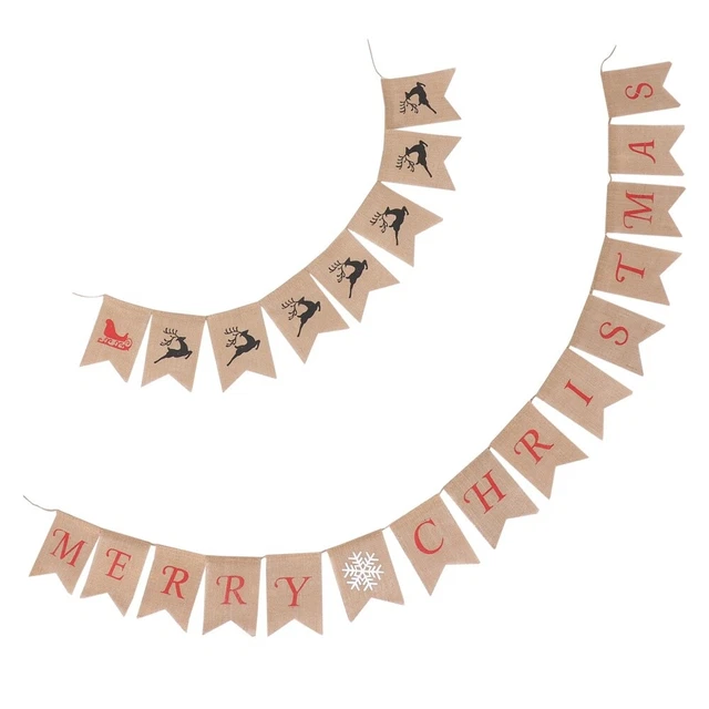 2 Sets Frohe Weihnachten-Banner Weihnachtsdekoration Schwalbenschwanz