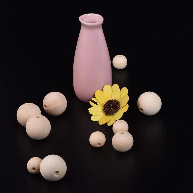 12/14/20mm Round Ball Natural Color Wood Beads Wooden Spacer Bead E9Q2