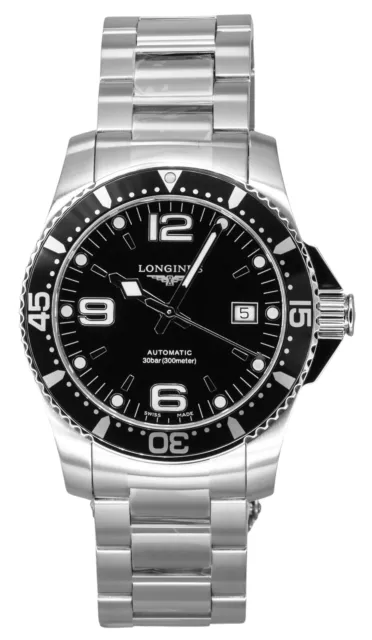 Longines HydroConquest Edelstahl Schwarzes Zifferblatt L3.742.4.56.6 Herrenuhr