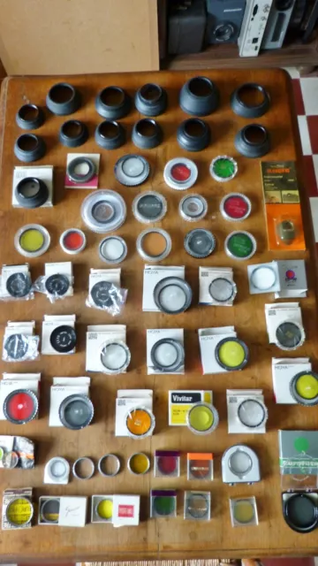 Gros lot matériel photo ancien 60 pièces filtres pare soleil lens cap argentique