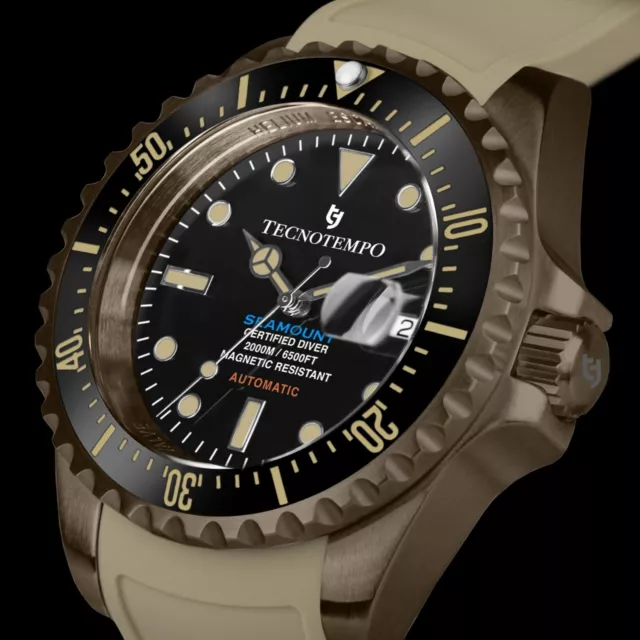 Tecnotempo Automatic Diver 2000M "Seamount" Bronze/Gummi 2000m6500FT wasserdicht