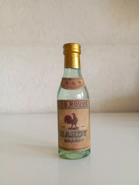 Very old mini bottle cognac/brandy Hardy Coq rouge 3 stars 3cl