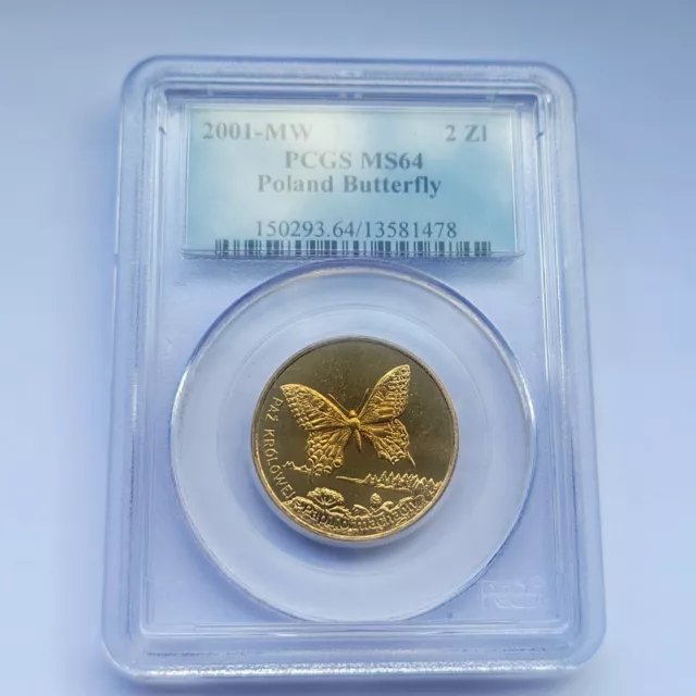 Coin 2 Zlote 2001 Butterfly, PCGS MS64