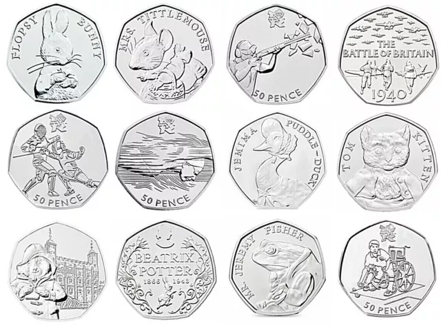 Cheap & Rare UK 50p Coins Fifty Pence Circulated Olympics Beatrix Potter WWF UK