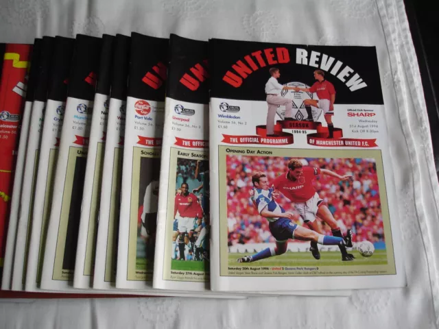 Manchester United Fußballverein MUFC Heimprogramme 1994 ~ 95 Saison sehr guter Zustand