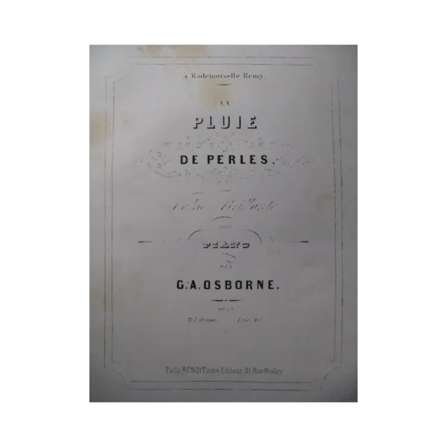 OSBORNE G. A. La Pluie de Perles Piano XIXe